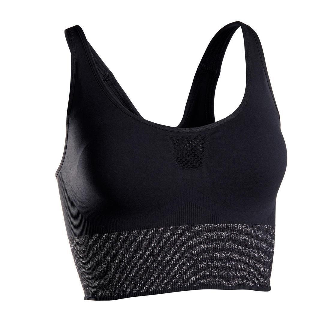 SeamlessLong Dynamic YogaSports Bra, Black, No Color, large image number 1