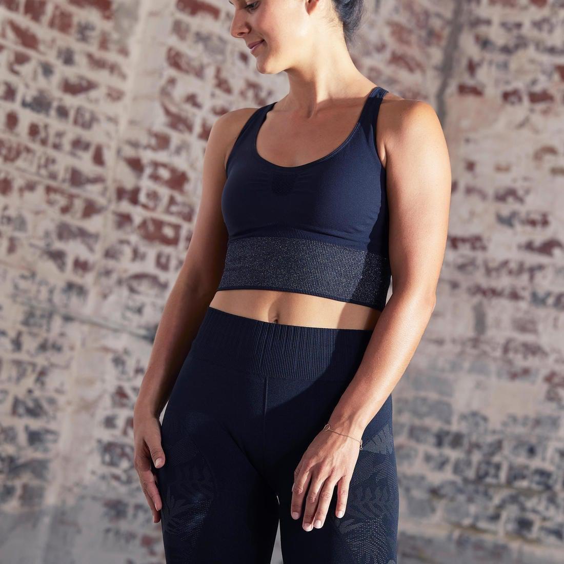 SeamlessLong Dynamic YogaSports Bra, Black, No Color, large image number 5
