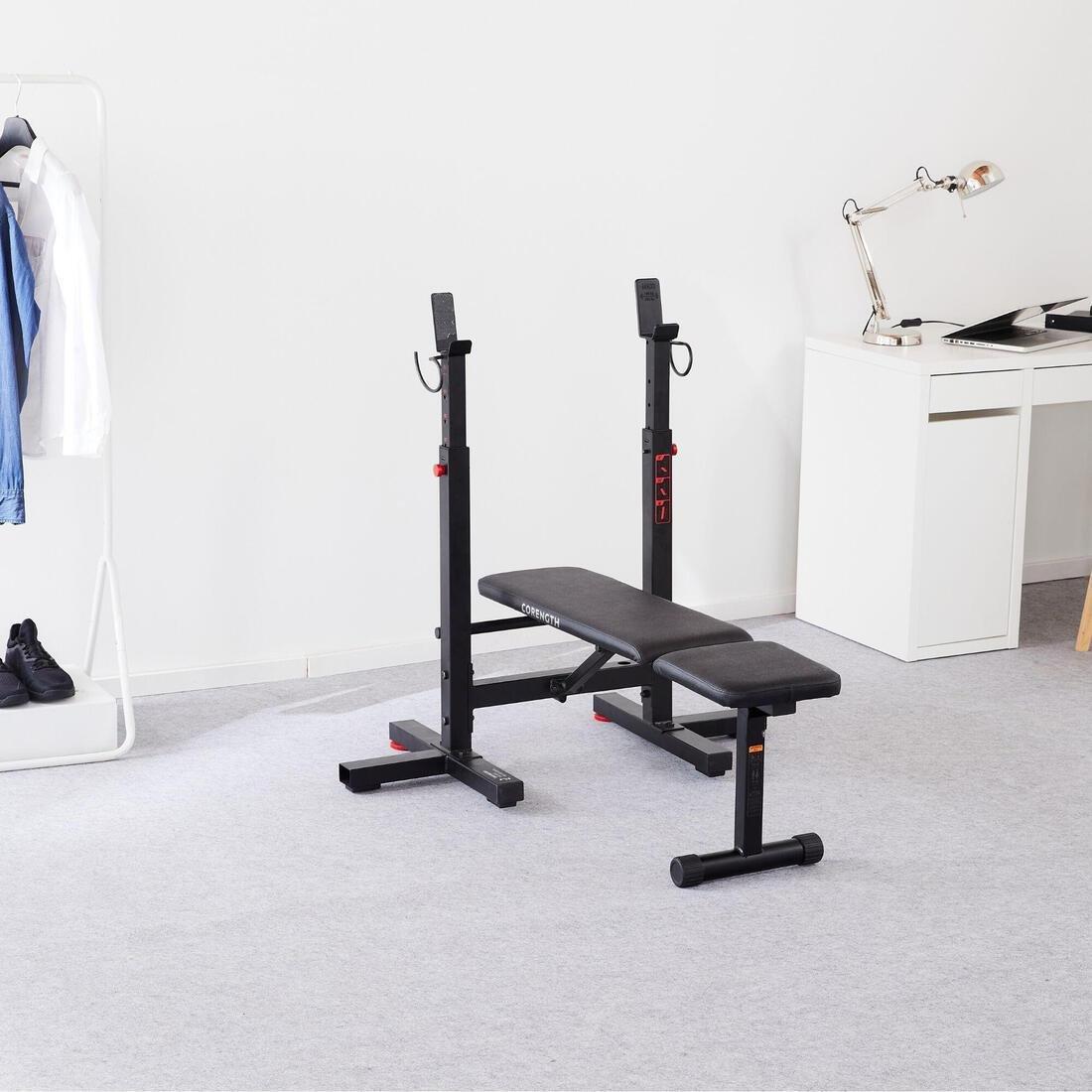 Domyos folding incline bench press with rack in base sale