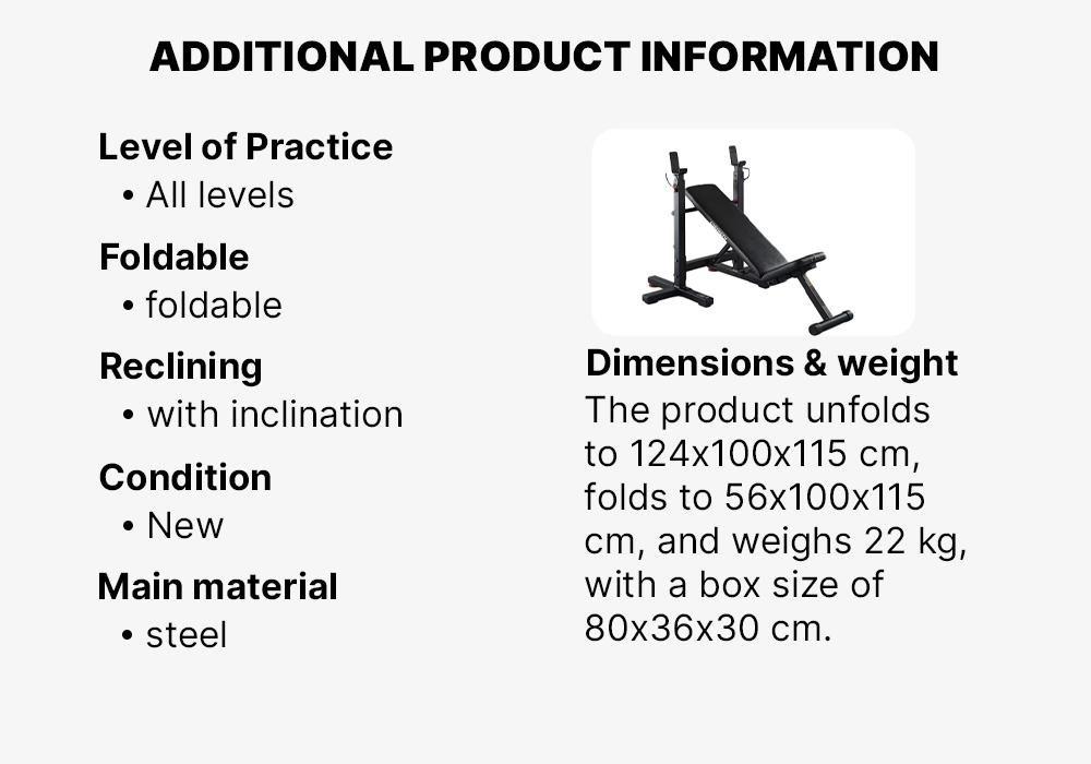 Collapsible Bench Press Incline Bench, Black, No Color, large image number 16