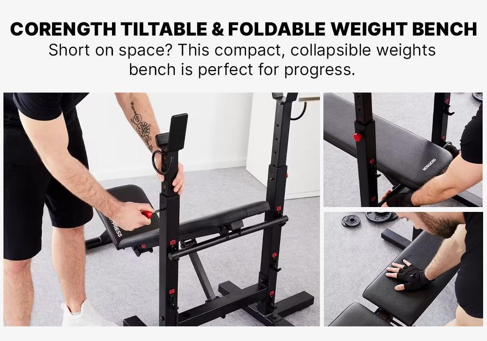 Collapsible Bench Press Incline Bench, Black, No Color, large image number 18