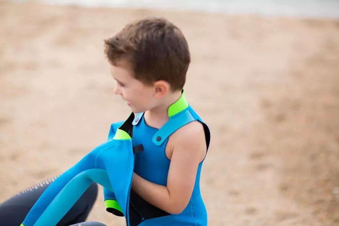Young Kids' Swimming Neoprene Wetsuit - TI WARM, caribbean blue, , large image number 6