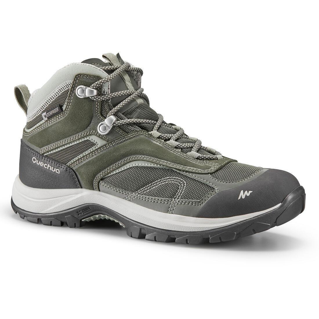 Women Waterproof Mountain Walking Boots - Mh100 Mid, Green, , large image number 1