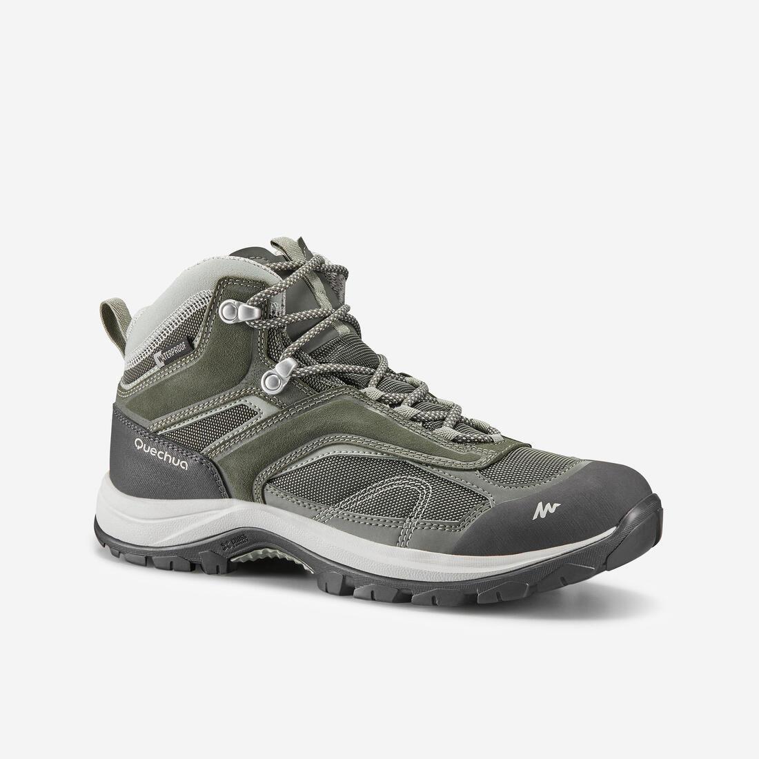 Women Waterproof Mountain Walking Boots - Mh100 Mid, Green, 5401_000, large image number 1