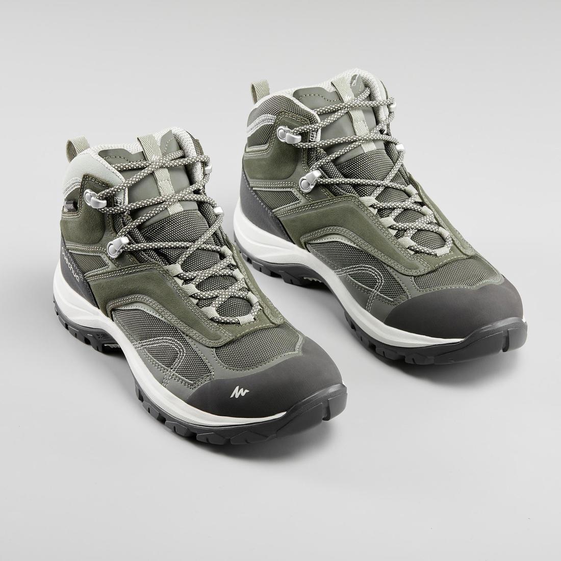 Women Waterproof Mountain Walking Boots - Mh100 Mid, Green, , large image number 5