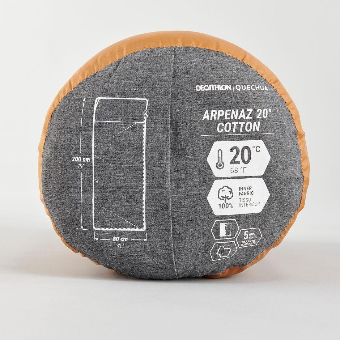 Cotton Sleeping Bag For Camping - Arpenaz 20 Cotton, No Color, large image number 5