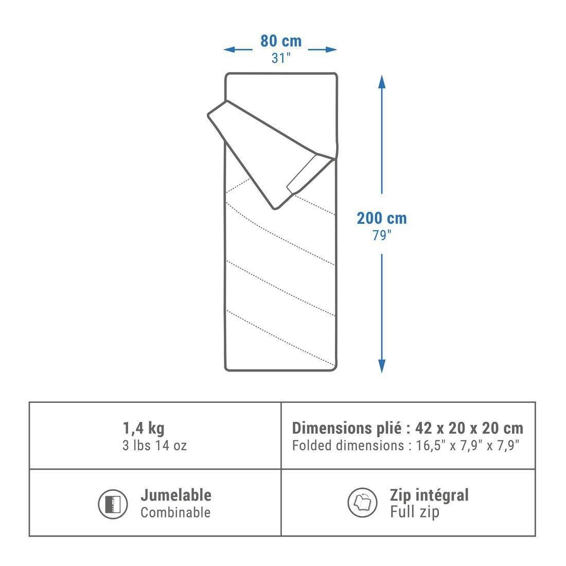 Cotton Sleeping Bag For Camping - Arpenaz 20 Cotton, No Color, large image number 6
