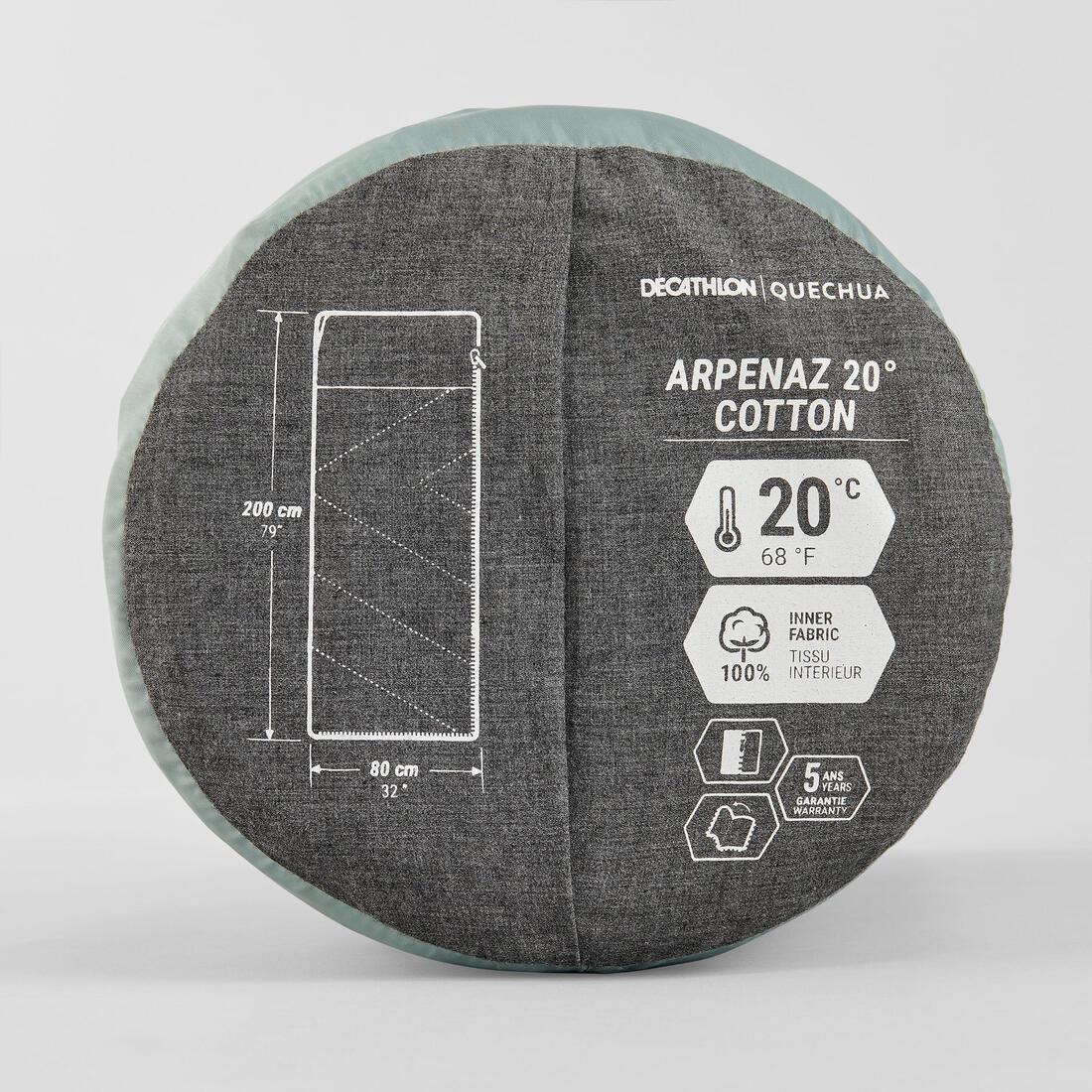 Cotton Sleeping Bag For Camping - Arpenaz 20 Cotton, No Color, large image number 12