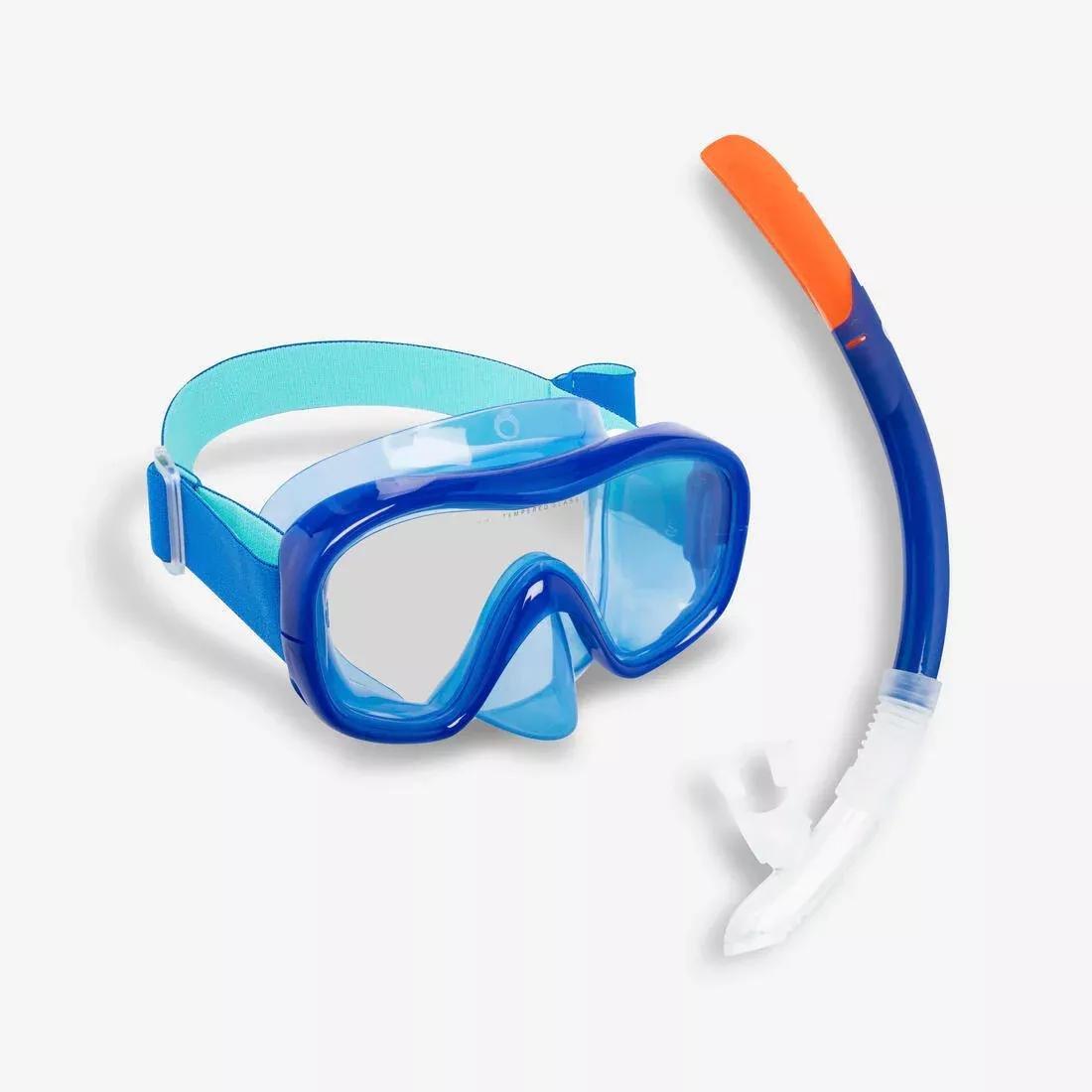 SUBEA - Adult Diving Snorkelling Kit - Mask and Snorkel - 100, Royal blue