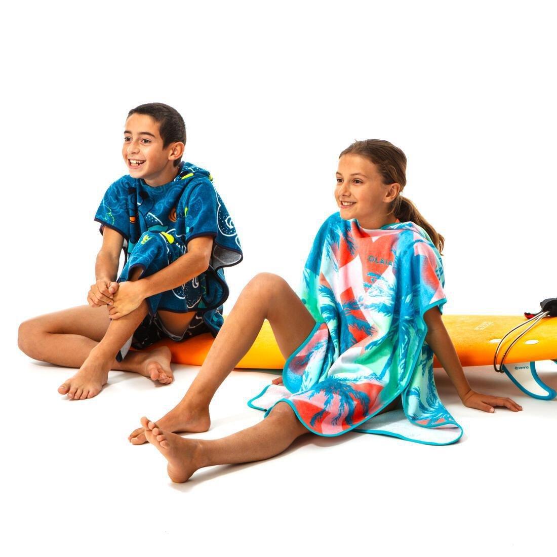 Kids' Surf Poncho 500 (110 To 135 Cm) - Surfy, No Color, medium