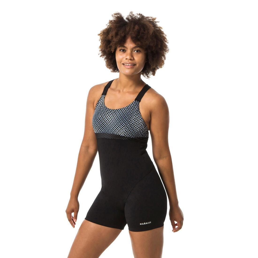 Women Aquafit-Aquabiking Shorty 1-Piece Swimsuit - Elea Bul, Black, No Color, medium