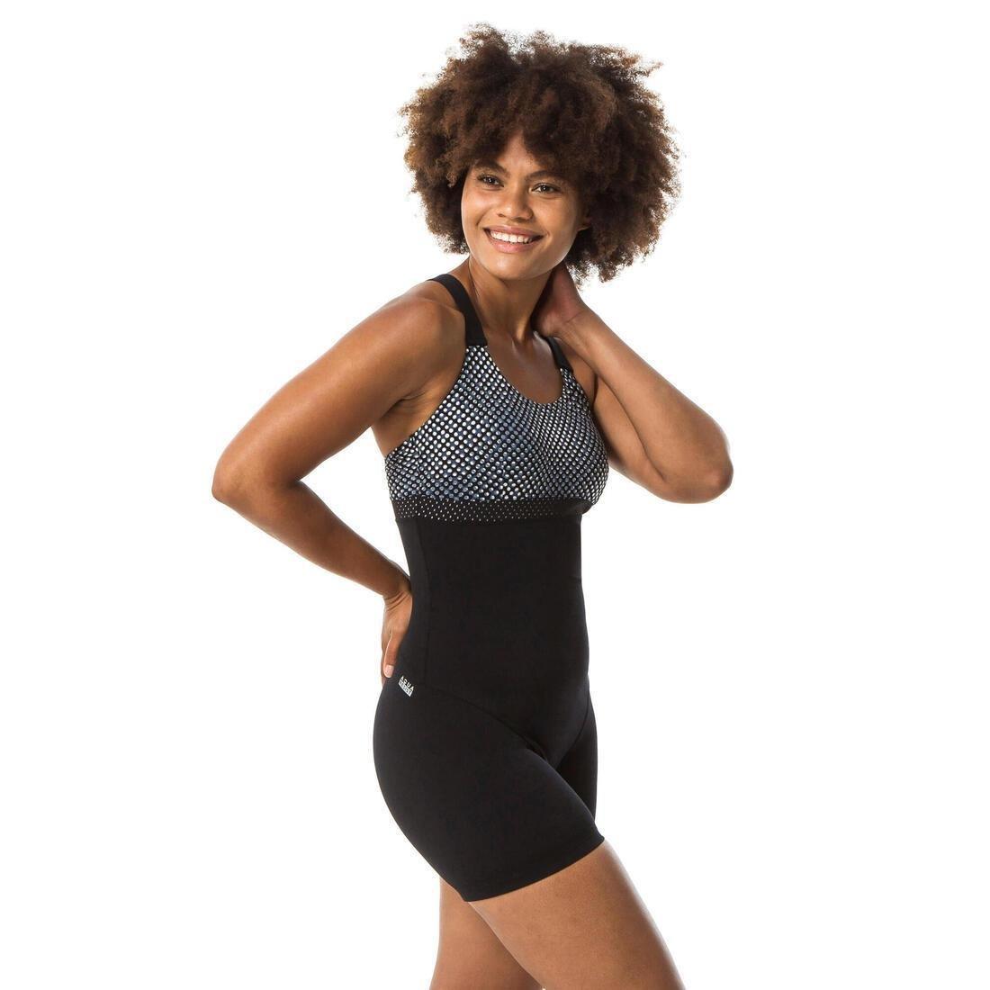 Women Aquafit-Aquabiking Shorty 1-Piece Swimsuit - Elea Bul, Black, No Color, large image number 3