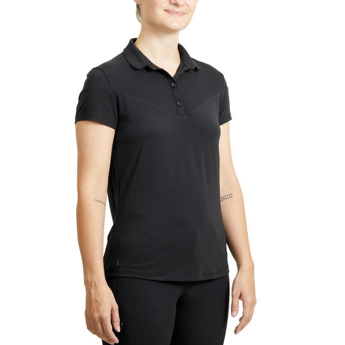 Horse Riding Short-Sleeved Polo Shirt - 100, Black, No Color, medium