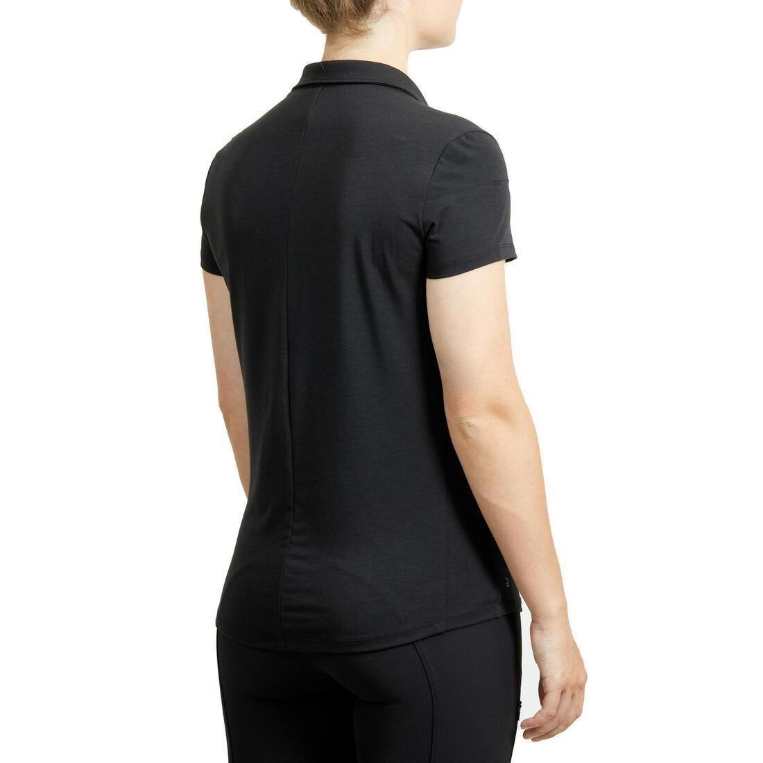 Horse Riding Short-Sleeved Polo Shirt 100, Black, No Color, large image number 2