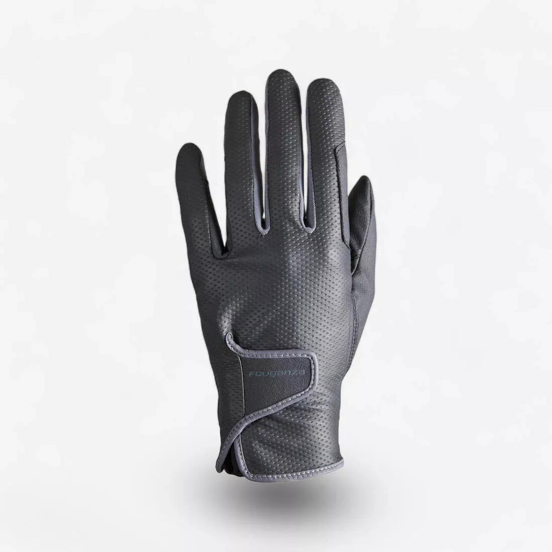 Women's Horse Riding Gloves 500, Black, No Color, large image number 0