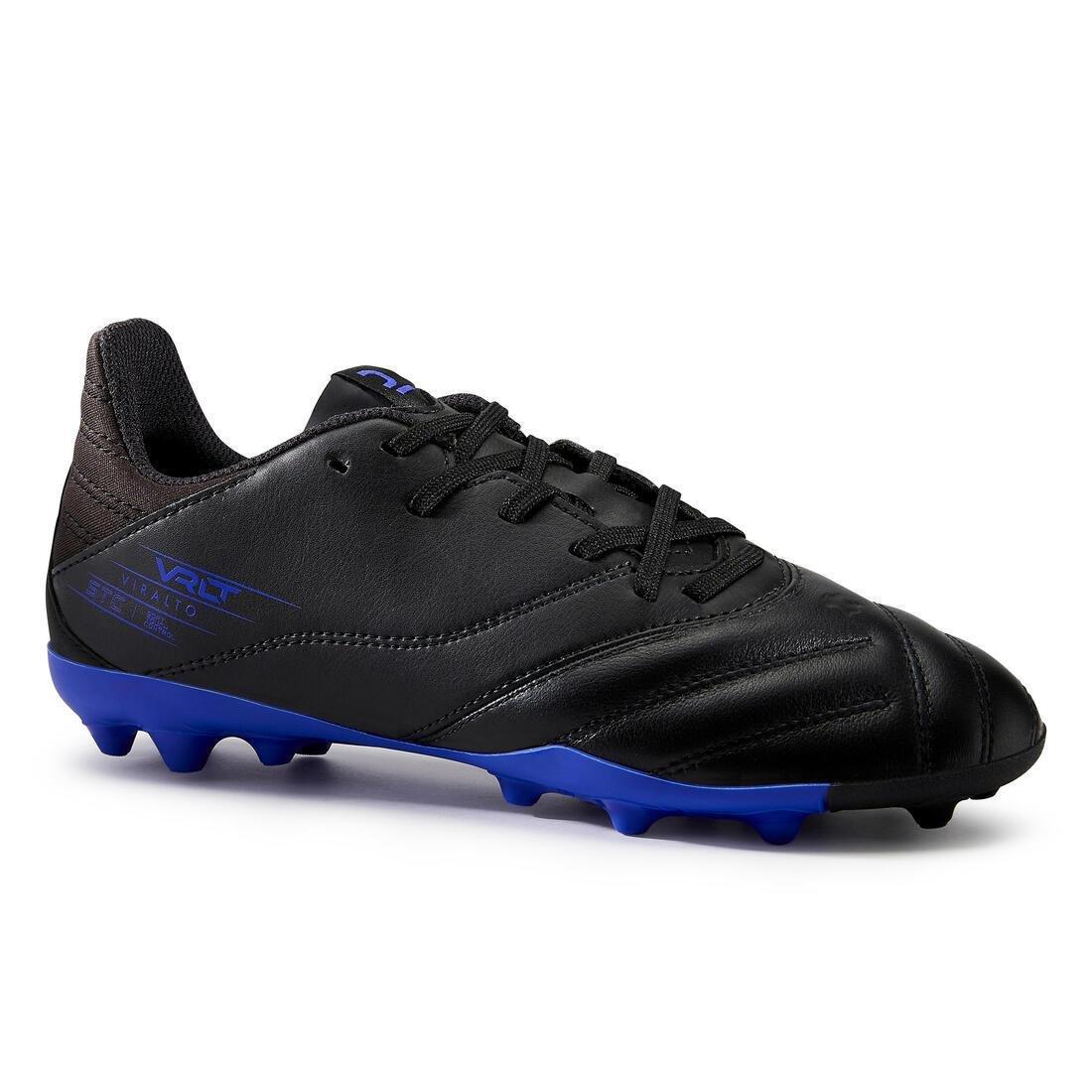 BLACK Kids' Dry Pitch Football Boots Viralto II Leather MG - Black/Blue, No Color, medium