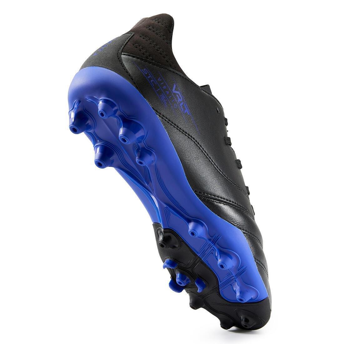 BLACK Kids' Dry Pitch Football Boots Viralto II Leather MG - Black/Blue, No Color, large image number 1