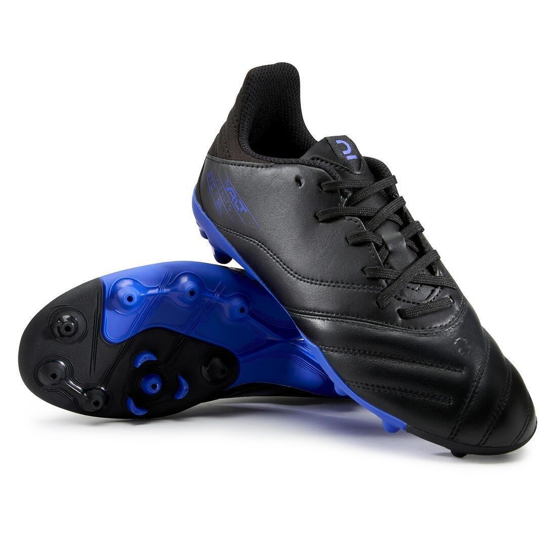 BLACK Kids' Dry Pitch Football Boots Viralto II Leather MG - Black/Blue, No Color, large image number 2