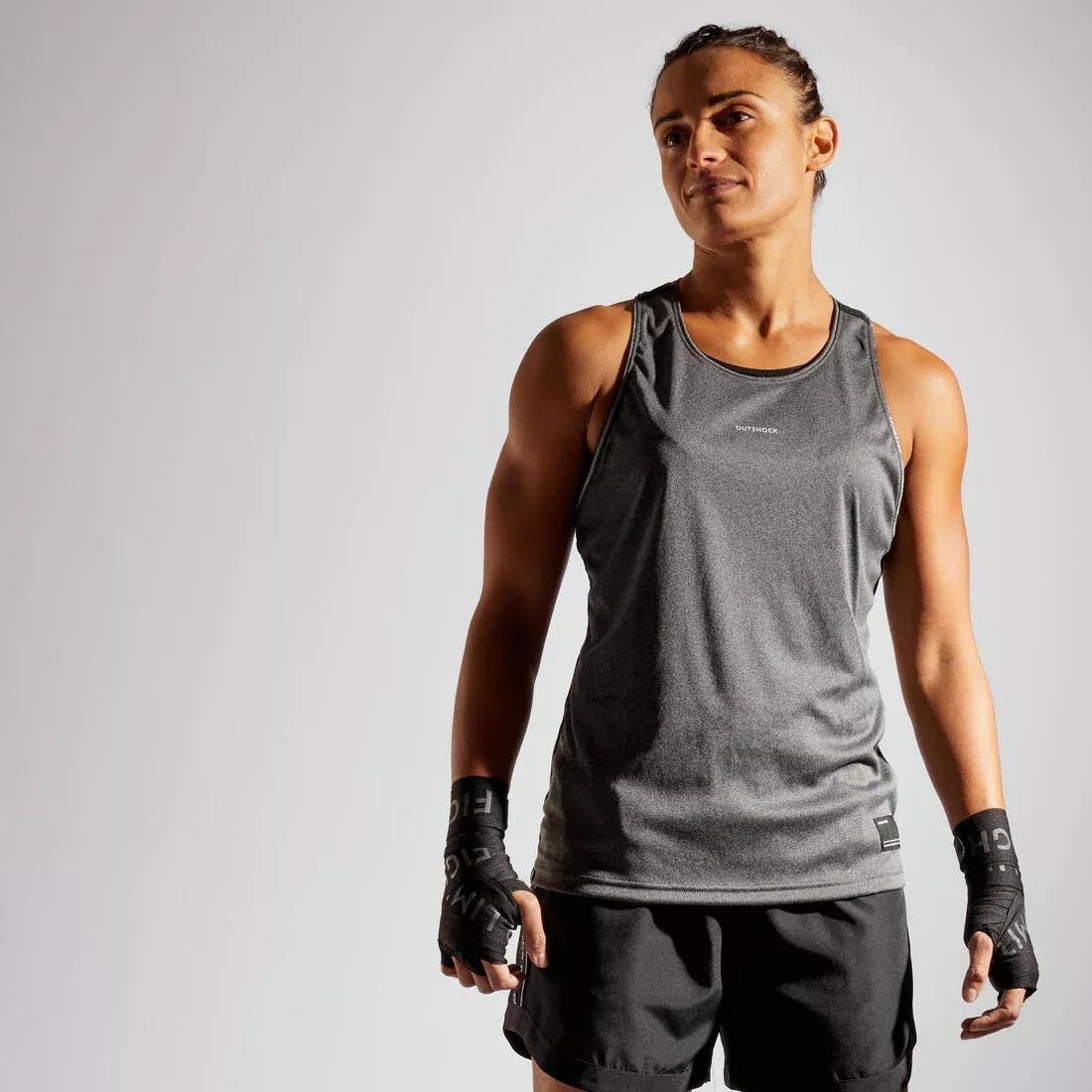 Women Boxing Tank Top - 500, Grey, , large image number 2