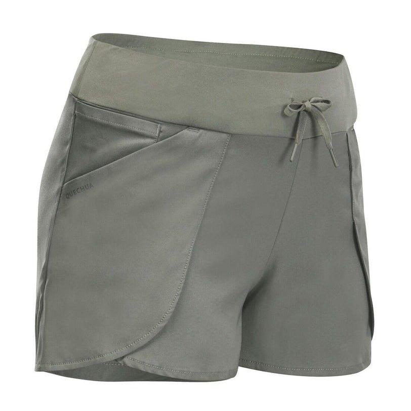 ASH KHAKI GREEN Women's Hiking Shorts - NH500 Slim, No Color, medium
