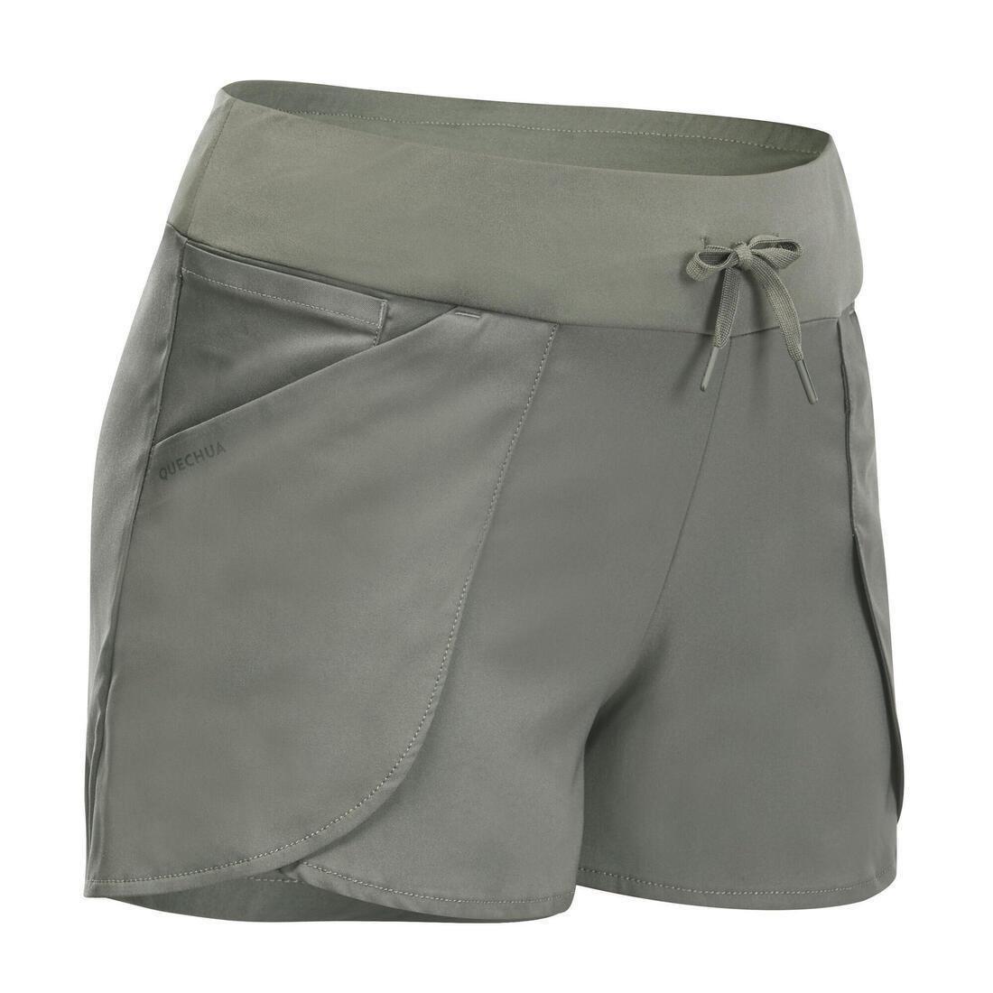 ASH KHAKI GREEN Women's Hiking Shorts - NH500 Slim, No Color, large image number 1