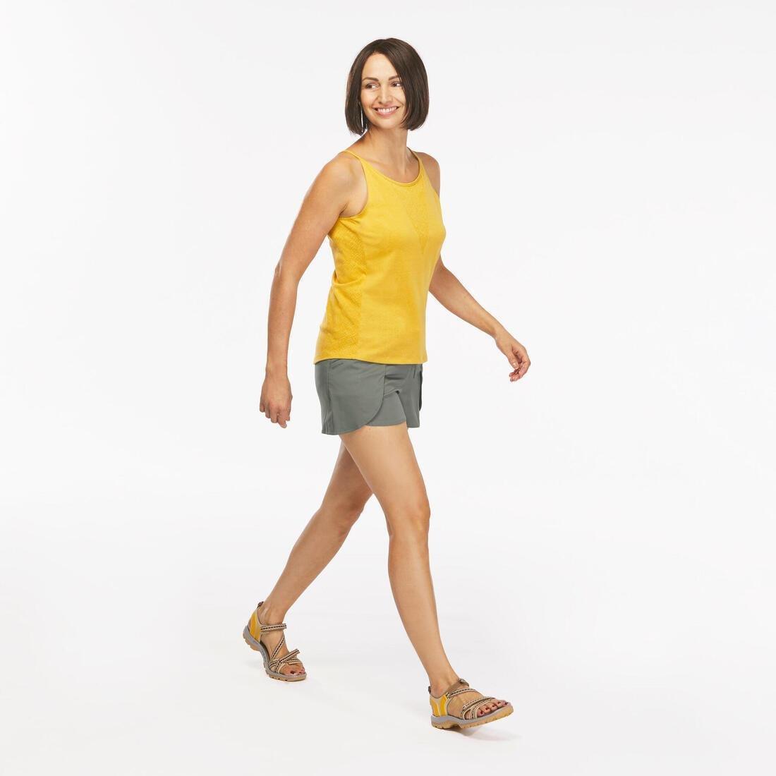 ASH KHAKI GREEN Women's Hiking Shorts - NH500 Slim, No Color, large image number 3