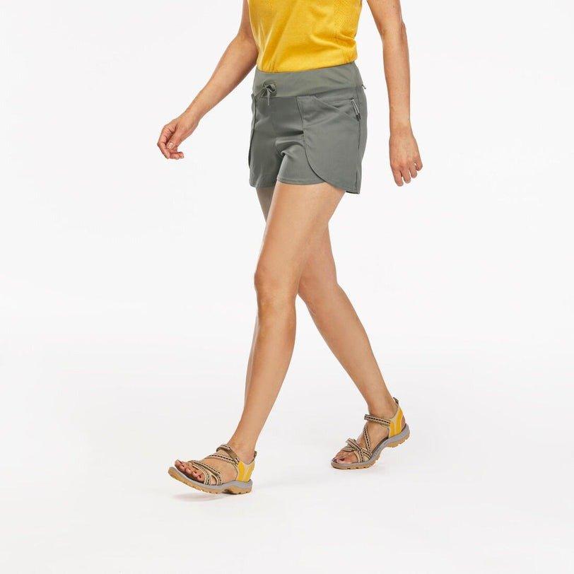 ASH KHAKI GREEN Women's Hiking Shorts - NH500 Slim, No Color, large image number 4
