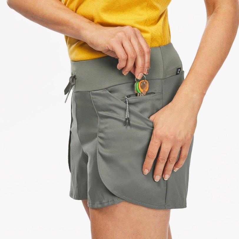 ASH KHAKI GREEN Women's Hiking Shorts - NH500 Slim, No Color, large image number 8