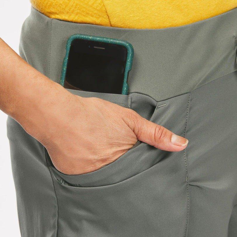 ASH KHAKI GREEN Women's Hiking Shorts - NH500 Slim, No Color, large image number 10