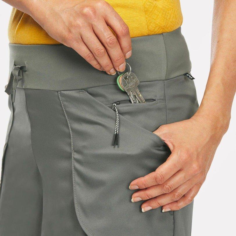 ASH KHAKI GREEN Women's Hiking Shorts - NH500 Slim, No Color, large image number 14