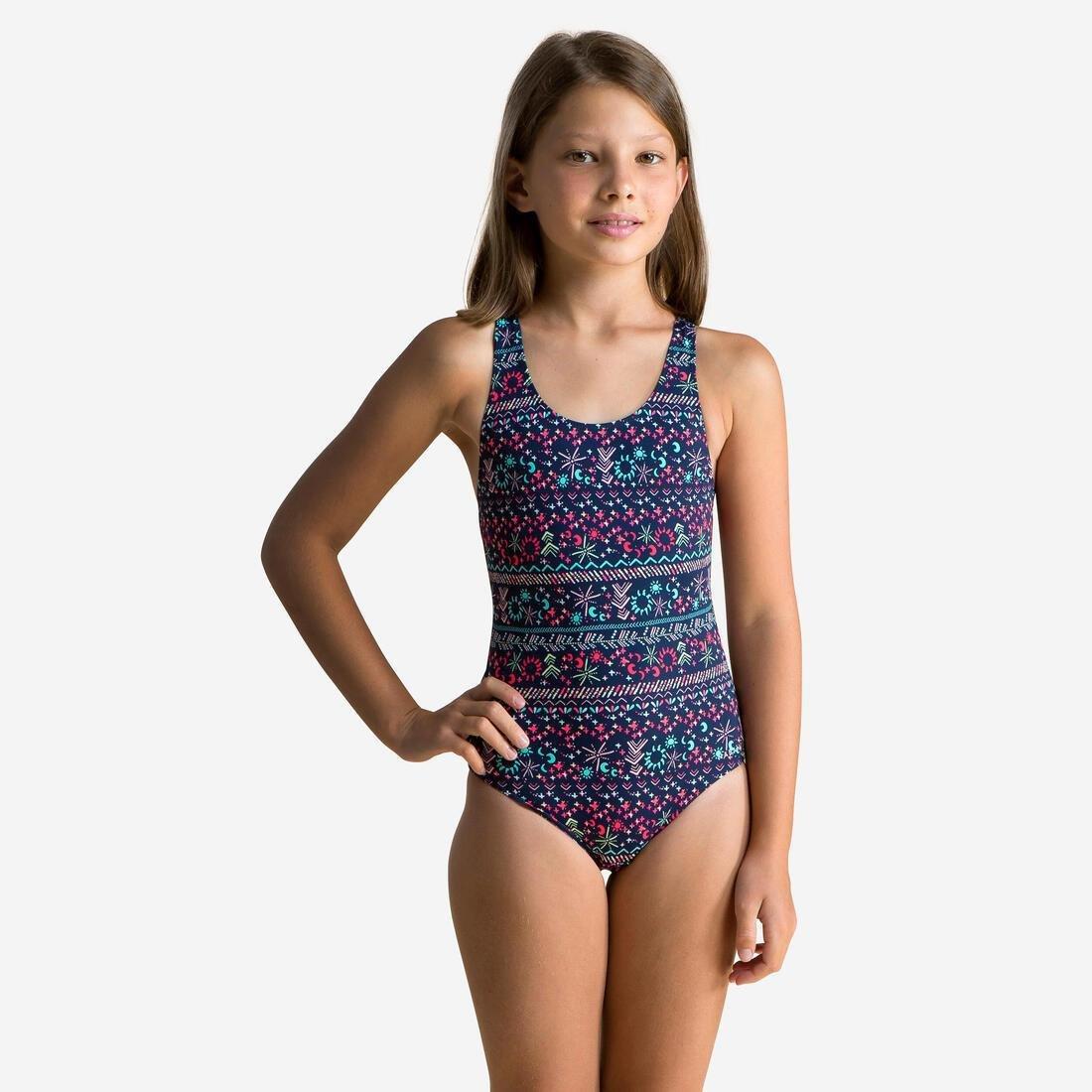 Kids Girls One-Piece Swimsuit, Purple, , large image number 1