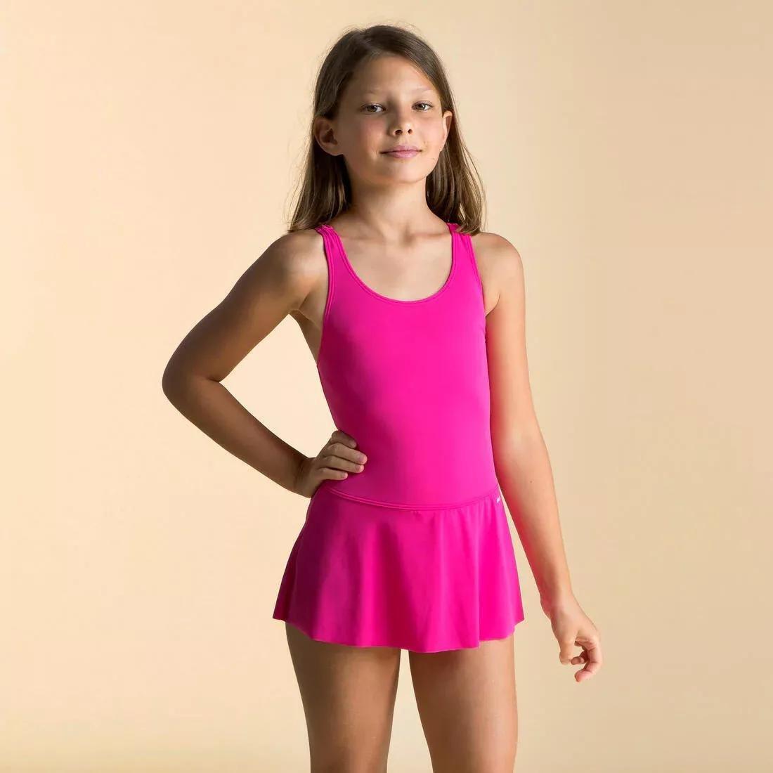 Kids Girls 1-Piece Skirt Swimsuit - Vega Omi, Pink, No Color, large image number 0