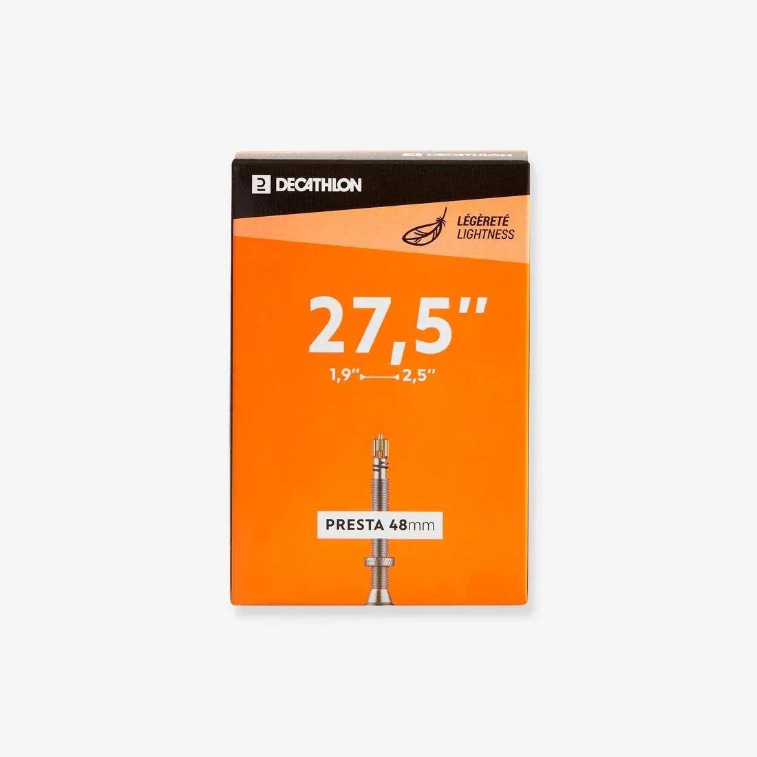 Mountain Bike Inner Tube 27.5X1.9-2.5 Presta 48 Light, No Color, medium