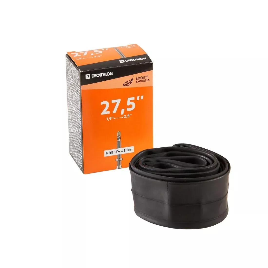 Mountain Bike Inner Tube 27.5X1.9-2.5 Presta 48 Light, No Color, large image number 2