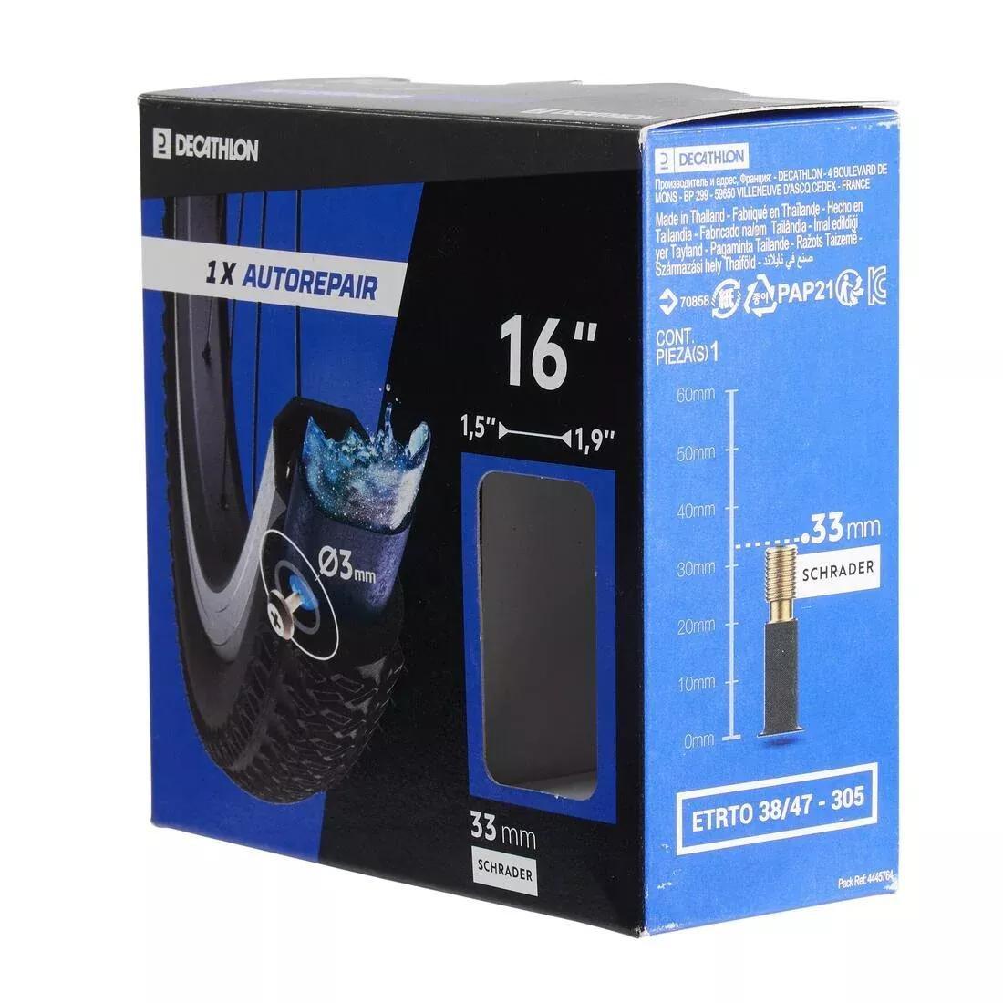 16 x 1.5/1.9 Self-Repairing Schrader Inner Tube, No Color, medium