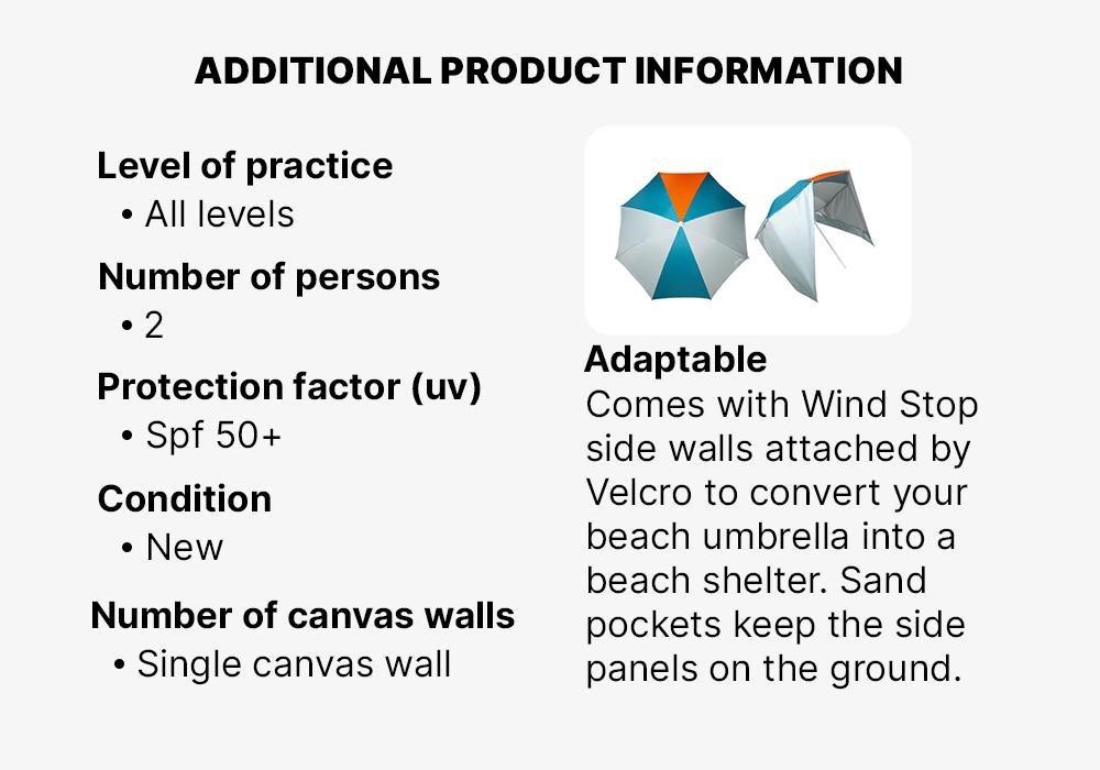 Parasol 2 Person UPF50 PARUV Windstop, Teal Green, No Color, large image number 16