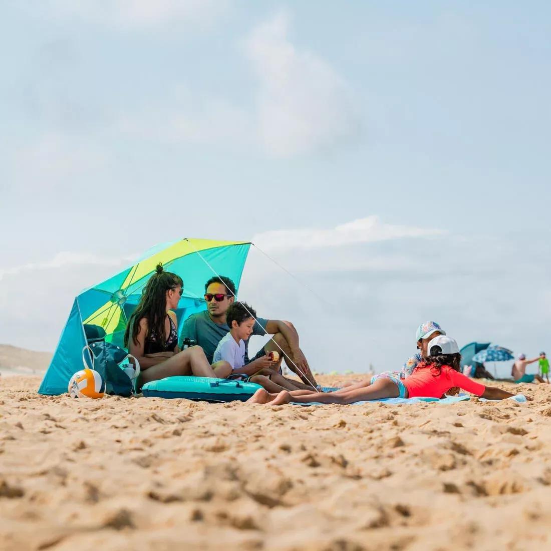 DECATHLON - 3-person Sun Shelter Beach Parasol UPF50 Iwiko 180, Blue Grey