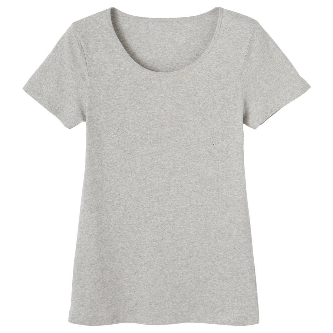 DOMYOS - Women Cotton Fitness T-Shirt, Grey