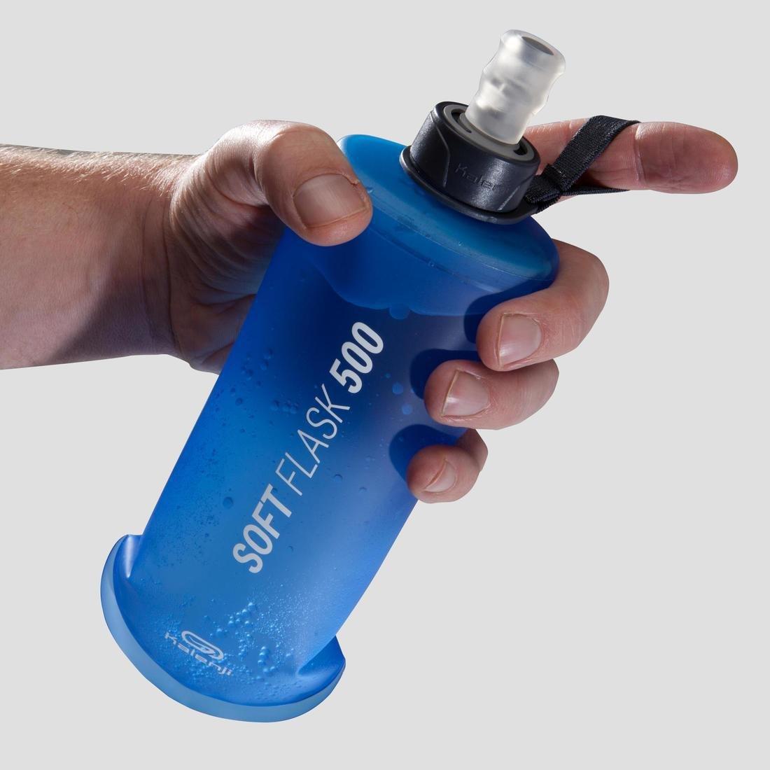 Flexible Trail Running Water Bottle - 500 Ml, Blue, No Color, large image number 4
