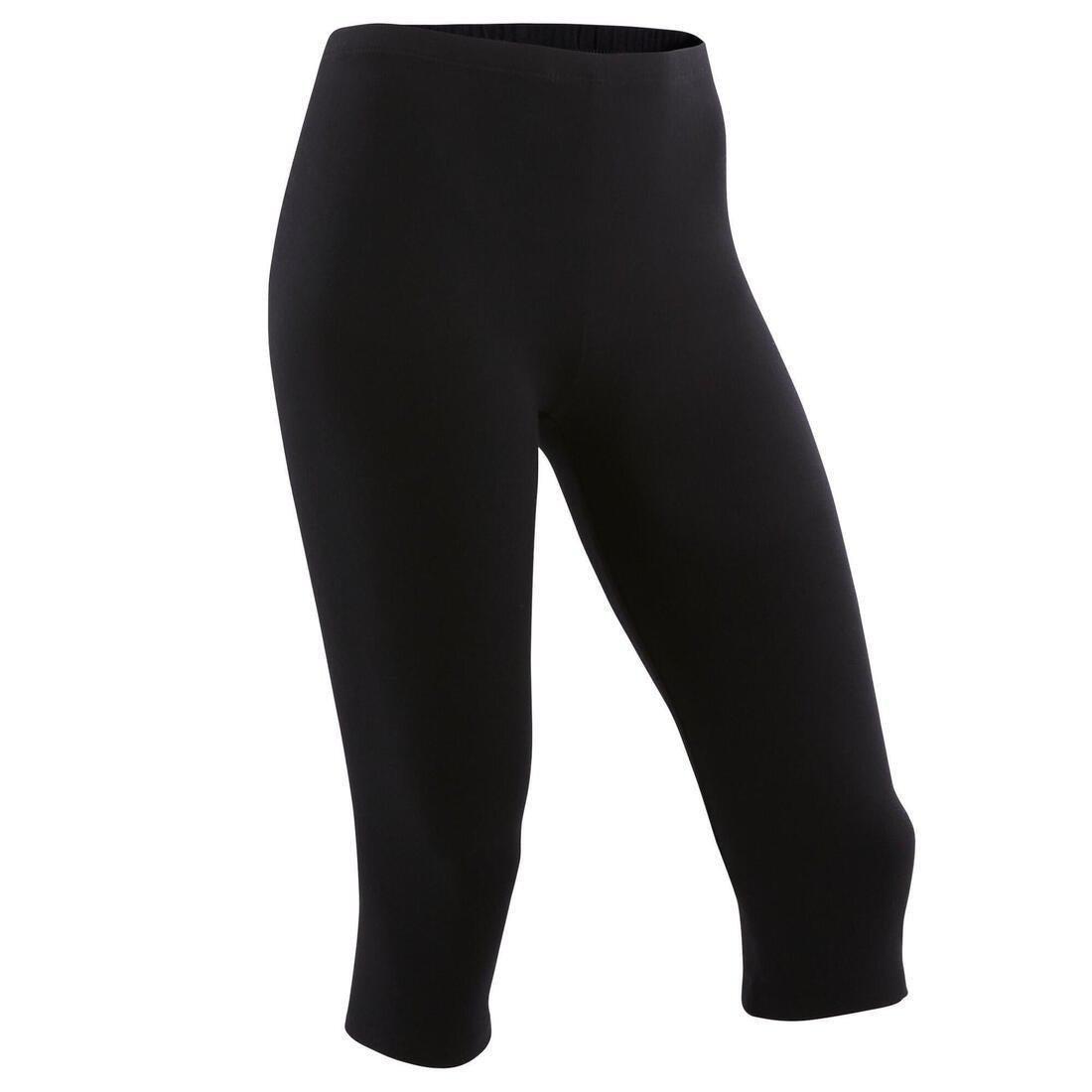 Girls' Basic Cropped Leggings, Black, , large image number 0