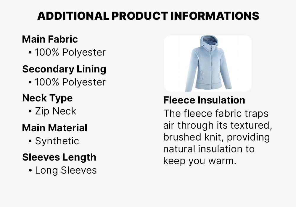 Kids Unisex Warm Hiking Fleece Jacket - MH500 Aged 7-15, Blue, No Color, large image number 16