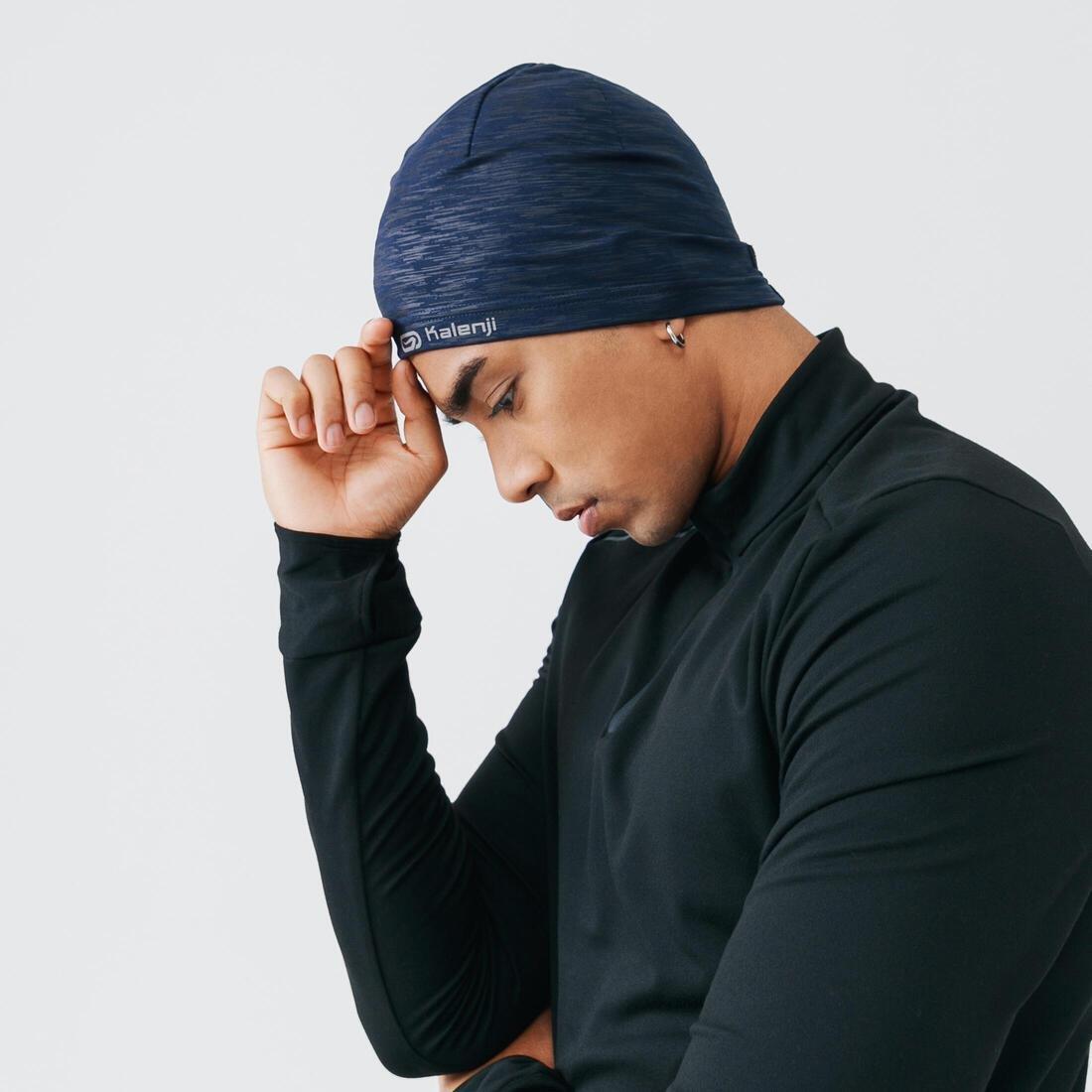 Kiprun Warm+ Unisex Warm Running Hat, Navy, No Color, large image number 2
