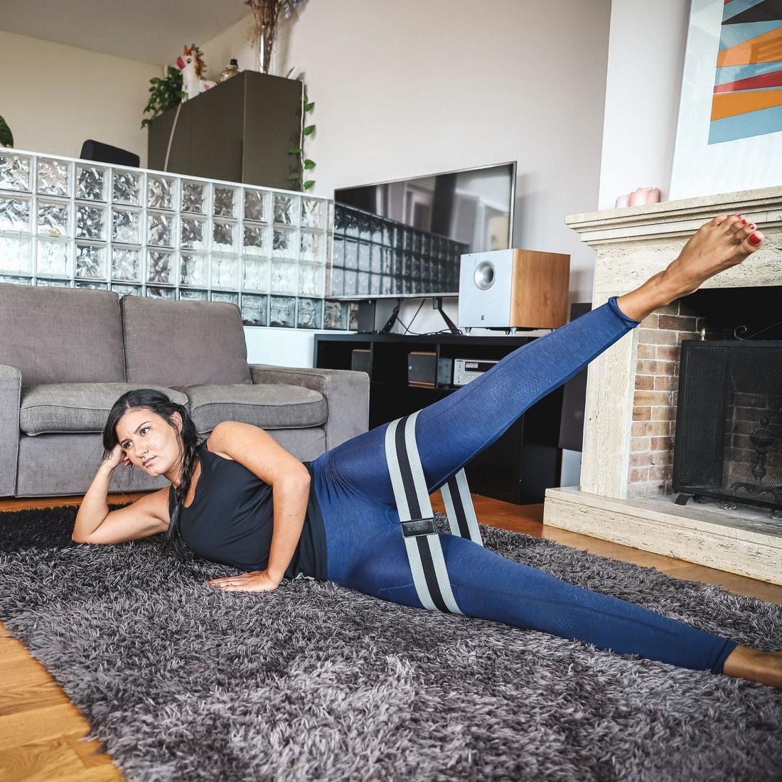 Strength Training Resistance Band Glute Band, Hard, Graphite, No Color, large image number 14