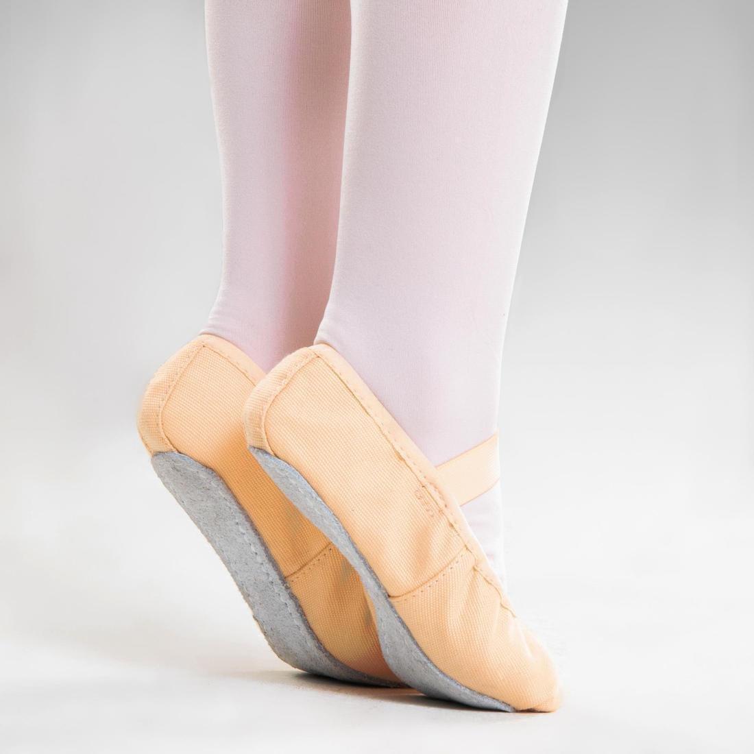 Ballet Full Sole Demi-Pointe Canvas Shoes, Bisque, No Color, large image number 5
