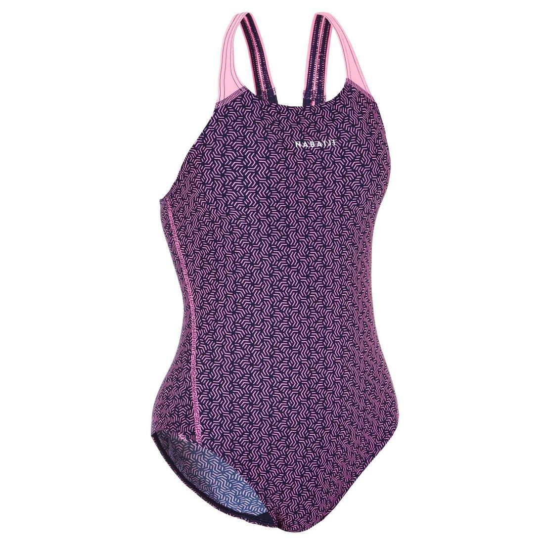 Kids Girls Swimming One-Piece Swimsuit, Black, , large image number 14