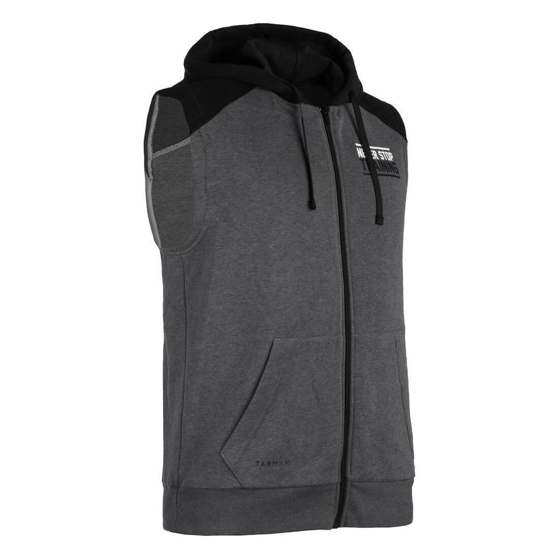 TARMAK - Adults Basketball Sleeveless Hoodie - J100, Grey