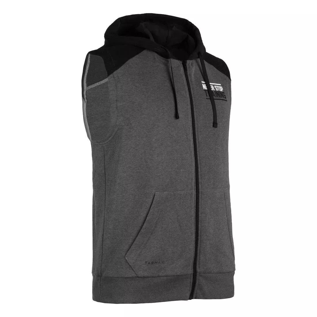 Adults Basketball Sleeveless Hoodie - J100, Grey, No Color, medium