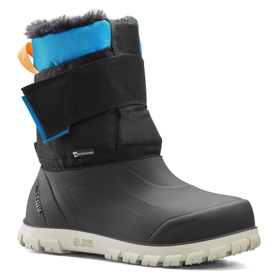 CERULEAN BLUE KIDS' WARM AND WATERPROOF SNOW BOOTS - SH500 X-WARM, No Color, medium
