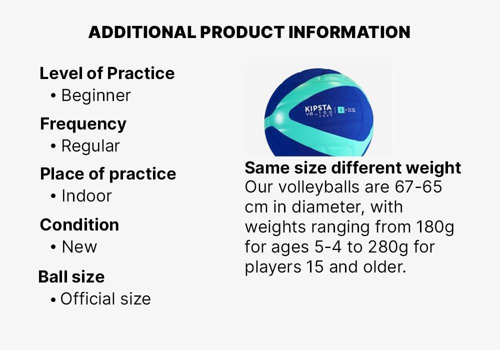 180-200 G Volleyball For V100 Soft, Blue, No Color, large image number 7