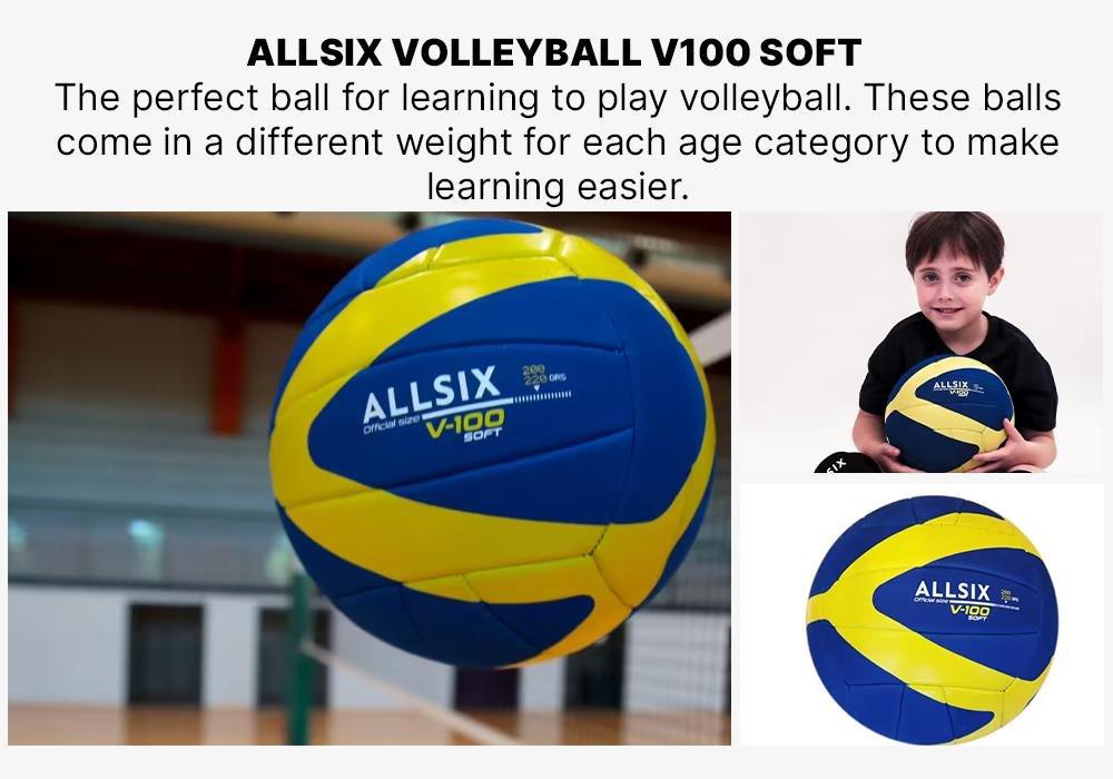 DEFAULT 200-220 g Volleyball for 6- to 9-Year-Olds V100 Soft - Blue/Yellow, No Color, large image number 5